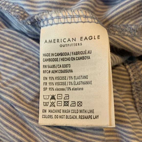 American Eagle Blue Striped Cold Shoulder Top - Picture 6 of 10